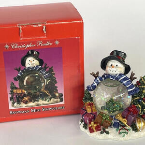 Christopher Radko Snowman‎ Mini Snowglobe Figurine 4" in Box